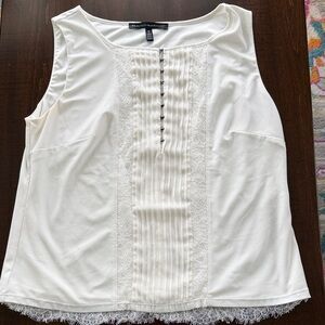 WHBM Ivory Lace-Trim Tank Blouse
